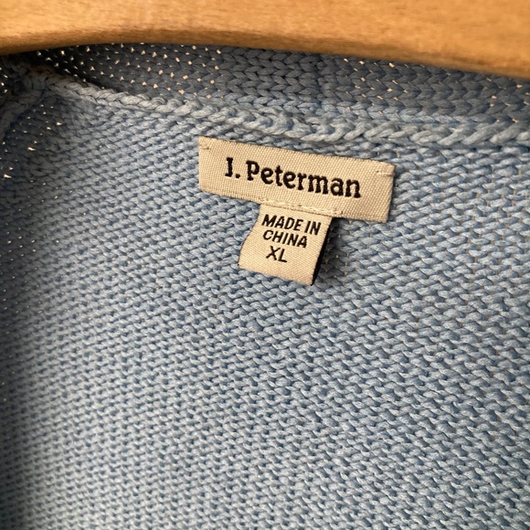 Lot Of 2 XL J Peterman Cotton Short Sleeve Sweaters Tie Front Blue Peach - Picture 3 of 12